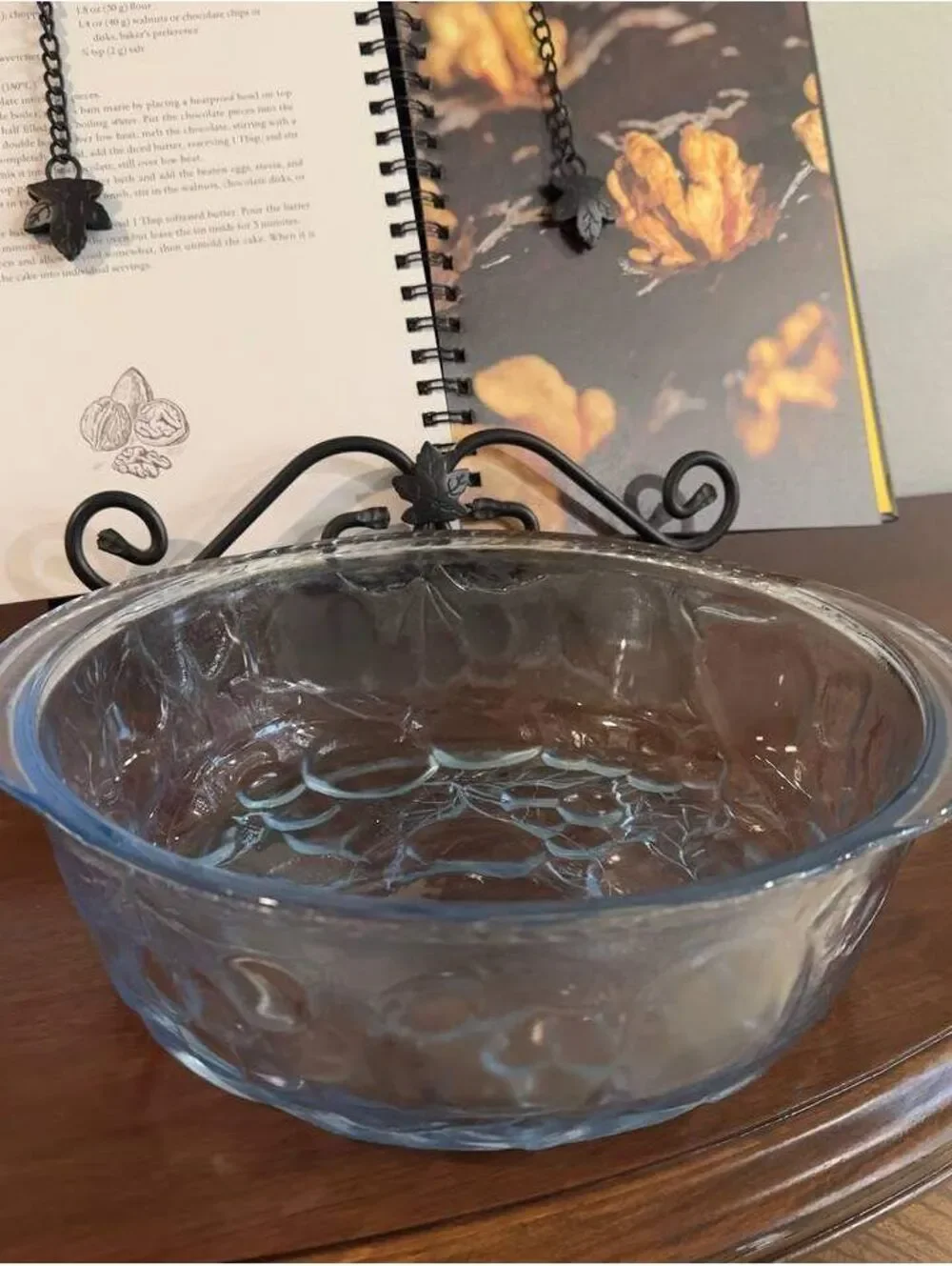 Vintage Libbey Orchard Fruit 3 Qt Oven Proof Glass Casserole Baking Dish